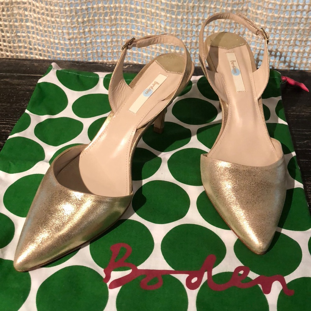 SOLD Boden New in Box Gold Slingbacks